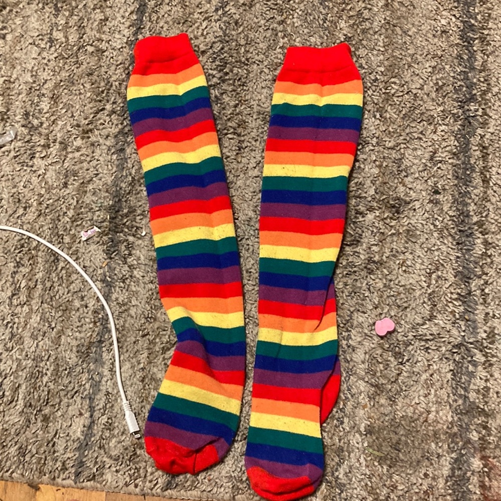 Pride rainbow thigh high socks